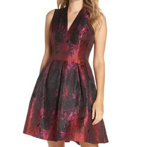 Vince Camuto Metallic Jacquard Fit & Flare Dress